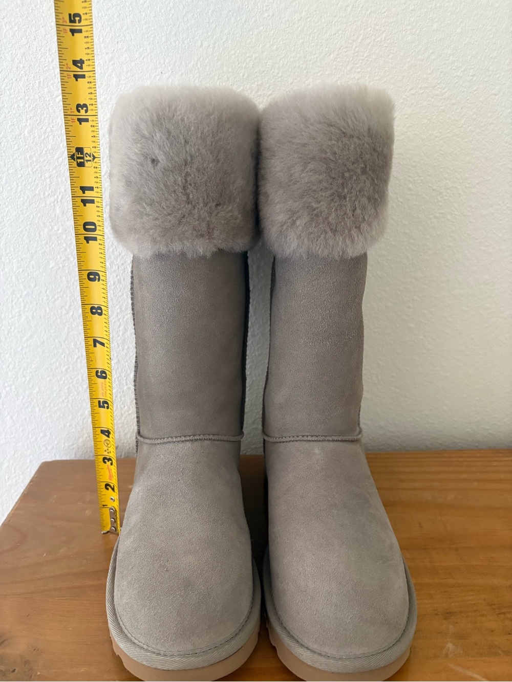 UGG Suede Shearling-Lined Boot in Light Taupe/Gray